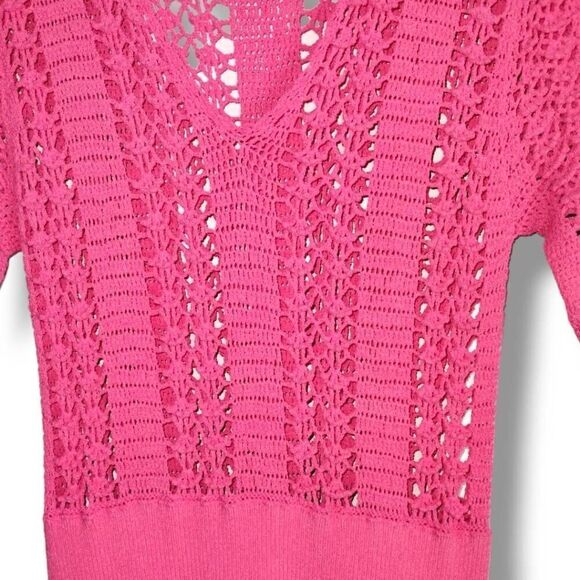 Michael Kors Collection Dress Sz Small Flamingo Crochet Stretch Designer Couture - Picture 5 of 16
